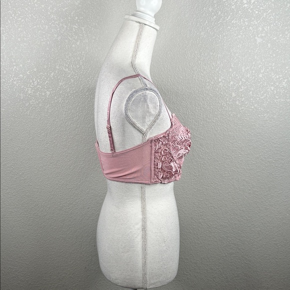 Free People Mauve Pink Floral Lace Corset Romantic Boho Bralette Size Medium - Picture 3 of 6
